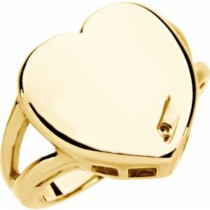 18K Yellow Gold 1-Stone Engravable Family Heart Ring Mounting