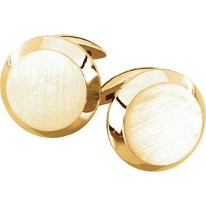 14K Yellow Gold Engravable Round Cuff Links