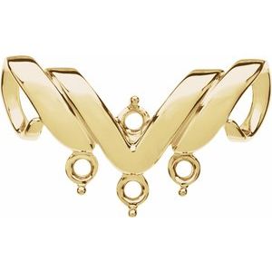 14K Yellow Gold 4-Stone Engravable Family Slide Pendant Mounting