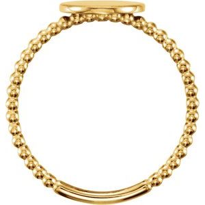 14K Yellow Gold Be Posh�� Engravable Beaded Signet Ring