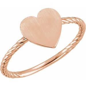 14K Rose Gold Be Posh�� Engravable Rope Signet Ring