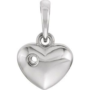 14K White Gold 13.55x8.35 mm Heart Pendant Mounting for 2 mm Round