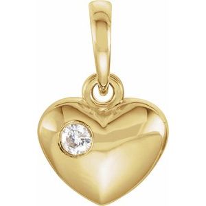 14K Yellow Gold .03 CT Natural Diamond Heart Pendant