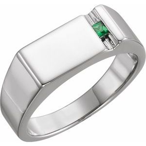 Sterling Silver 1-Stone Engravable Family Signet Ring Mounting