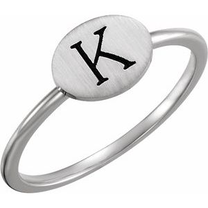 14K White Gold Be Posh�� Engravable Signet Ring