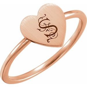 14K Rose Gold Be Posh�� Engravable Heart Signet Ring