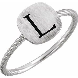 Continuum Sterling Silver Be Posh�� Engravable Rope Signet Ring
