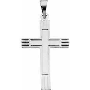 14K White Gold 49.4x25 mm Cross Pendant