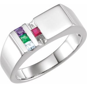 Platinum 4-Stone Engravable Family Signet Ring Mounting
