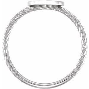 14K White Gold Be Posh�� Engravable Rope Signet Ring