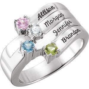 Platinum 4-Stone Family Engravable Ring Mounting