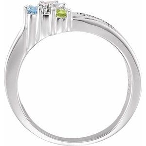 Continuum Sterling Silver 4-Stone Family Engravable Ring Mounting