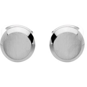18K White Gold Engravable Round Cuff Links