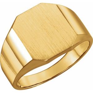 14K Yellow Gold 14x12 mm Octagon Signet Ring