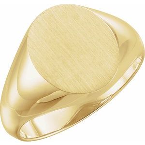 10K Yellow Gold 14x12 mm Oval Signet Ring
