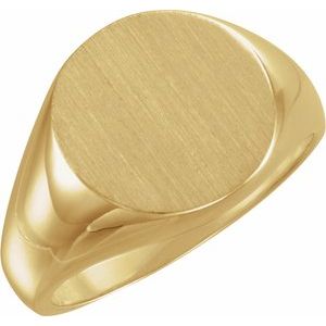 14K Yellow Gold Round Signet Ring