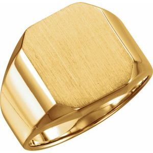18K Yellow Gold 16x14 mm Octagon Signet Ring