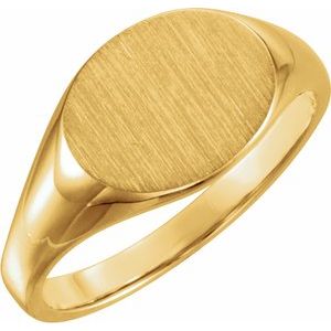 18K Yellow Gold 12x9 mm Oval Signet Ring