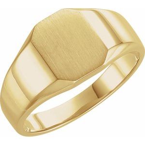 14K Yellow Gold 9x7 mm Octagon Signet Ring