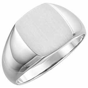 Platinum 13x12 mm Rectangle Signet Ring