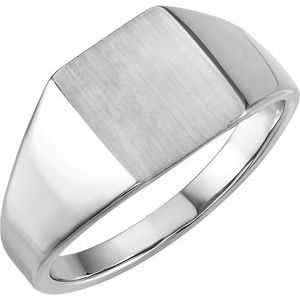 Platinum 12x10 mm Rectangle Signet Ring