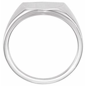 14K White Gold 11 mm Shield Signet Ring
