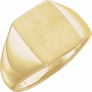 14K Yellow Gold 15x12 mm Rectangle Signet Ring
