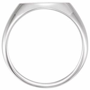 14K White Gold 14x12 mm Oval Signet Ring