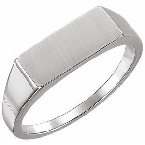 10K X1 White Gold 15x7 mm Rectangle Signet Ring