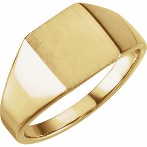 14K Yellow Gold 12x10 mm Rectangle Signet Ring