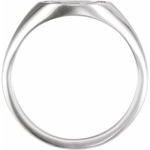 14K White Gold 1/6 CTW Natural Diamond Halo-Style  Signet Ring