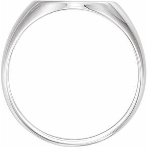 14K White Gold 14x12 mm Oval Signet Ring Mounting