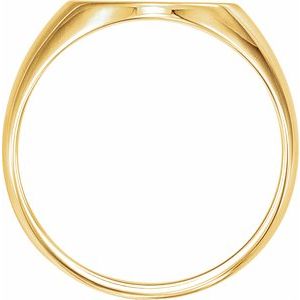 14K Yellow Gold .015 CT Natural Diamond 14x12 mm Oval Signet Ring