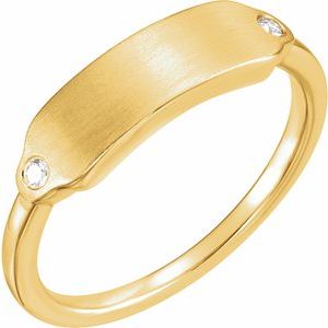 .03 CTW Natural Diamond 18x5 mm Signet Ring