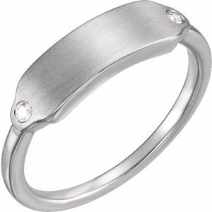 .03 CTW Natural Diamond 18x5 mm Signet Ring