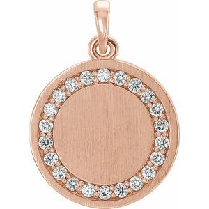 14K Rose Gold 1/5 CTW Natural Diamond Engravable 16-18" Necklace