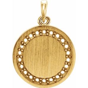 14K Yellow Gold 1.3 mm Round Engravable Halo-Style Pendant Mounting