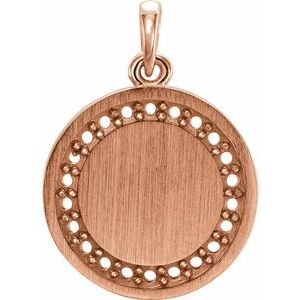 14K Rose Gold 1.3 mm Round Engravable Halo-Style Pendant Mounting