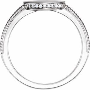 14K White Gold .06 CTW Natural Diamond Signet Ring