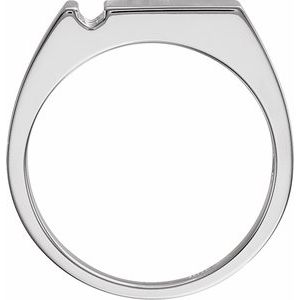10K White Gold 3-Stone Engravable Family Signet Ring Mounting