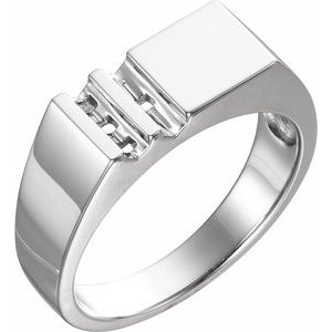 18K Palladium White Gold 4-Stone Engravable Family Signet Ring Mounting