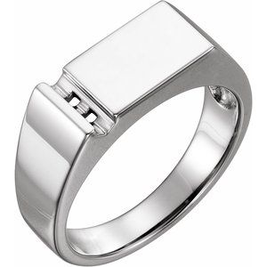 14K X1 White Gold 2-Stone Engravable Family Signet Ring Mounting