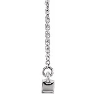14K White Gold 1-Stone Family Engravable Bar 16-18" Necklace Mounting
