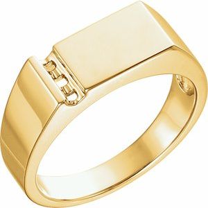 14K Yellow Gold 3-Stone Engravable Family Signet Ring Mounting