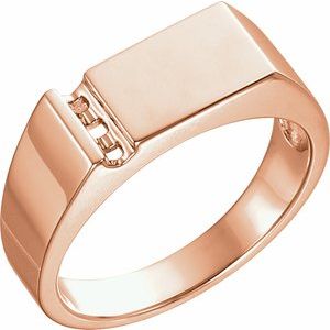 10K Rose Gold 3-Stone Engravable Family Signet Ring Mounting