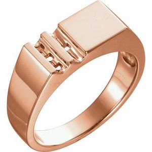 14K Rose Gold 4-Stone Engravable Family Signet Ring Mounting
