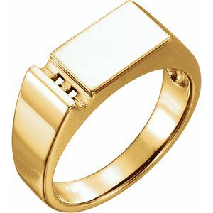 18K Yellow Gold 2-Stone Engravable Family Signet Ring Mounting