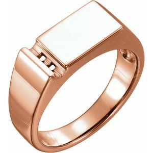 10K Rose Gold 2-Stone Engravable Family Signet Ring Mounting