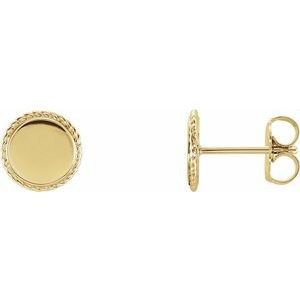14K Yellow Gold Engravable Rope Earrings