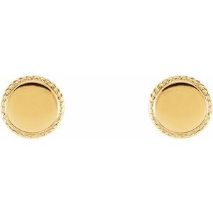 14K Yellow Gold Engravable Rope Earrings